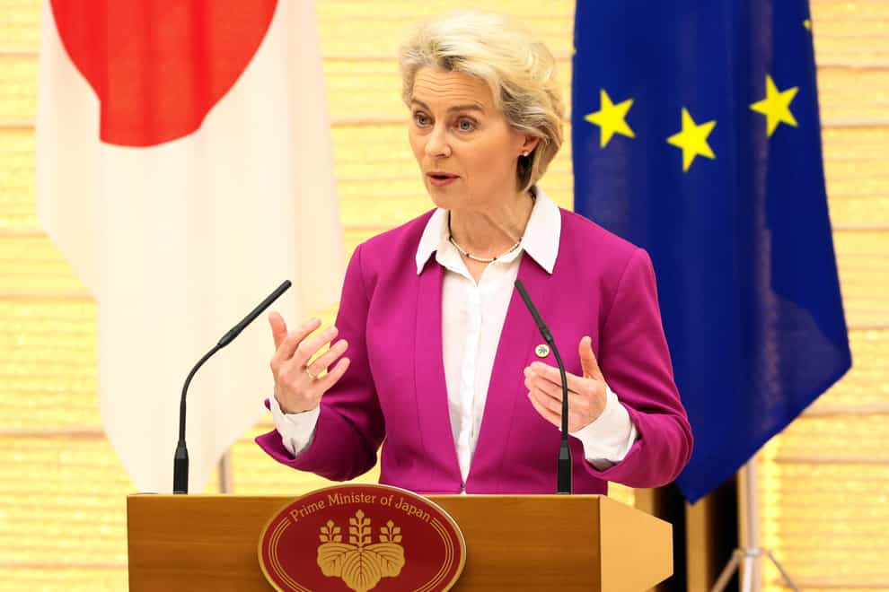 European Commission president Ursula von der Leyen said the bloc wanted become independent from Russian fossil fuels ‘as quickly as possible’ (Yoshikazu Tsuno/Pool Photo via AP)