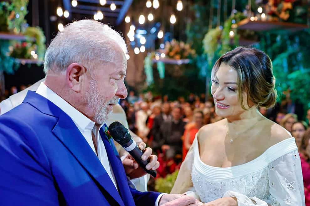 Luiz Inacio Lula da Silva, Brazil’s former president and sociologist Rosangela Silva get married in Sao Paulo (Ricardo Stuckert/Lula 2022 Campaign Press Office via AP)