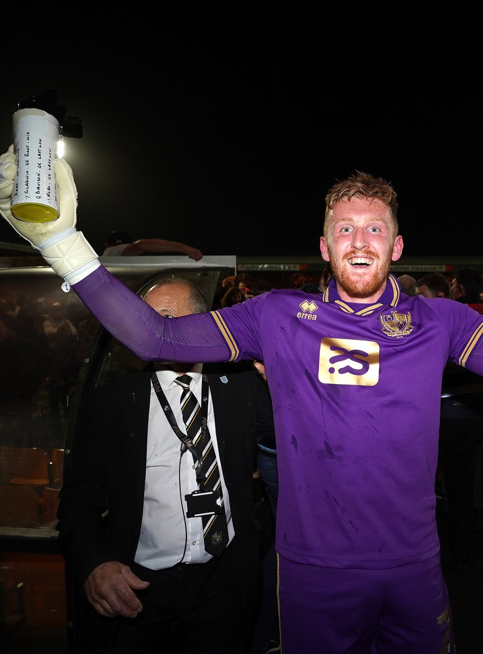 Port Vale goalkeeper Aidan Stone celebrates victory in the penalty shoot-out (Nick Potts/PA)