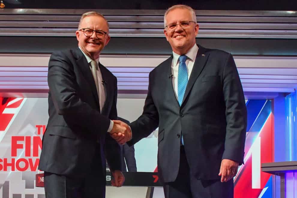 Australian opposition leader Anthony Albanese and Prime Minister Scott Morrison (Pool/AP)