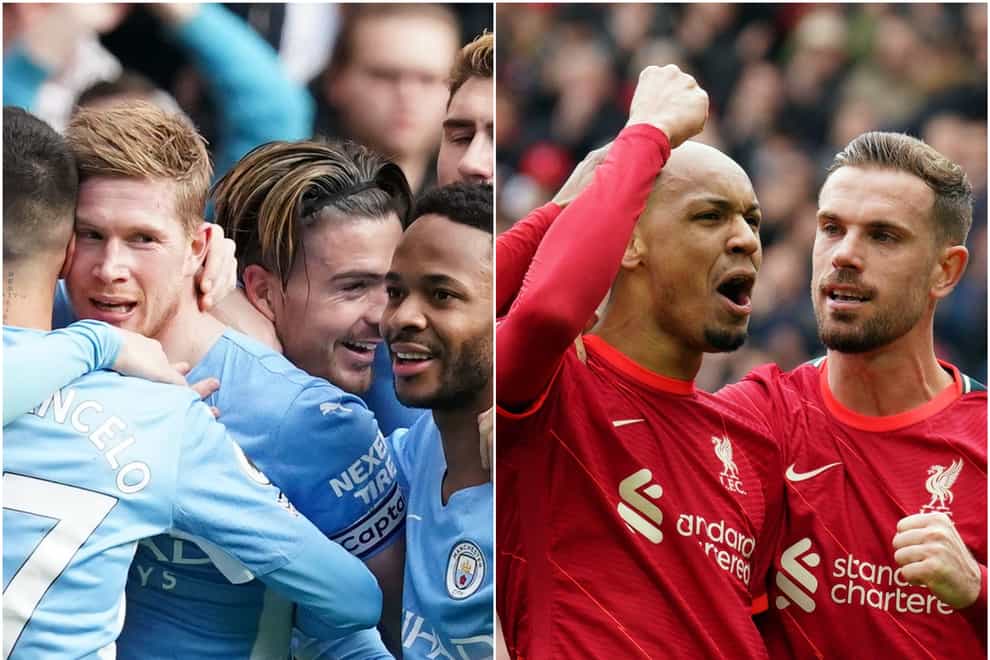 The battle for the title between Manchester City (left) and Liverpool goes down to the final day of the season (Martin Rickett/Peter Byrne/PA)