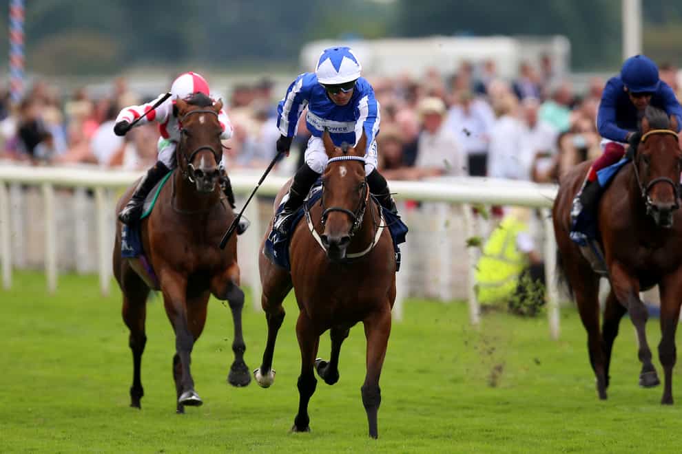 Winter Power (centre) on her way to winning the Nunthorpe at York (Nigel French/PA)