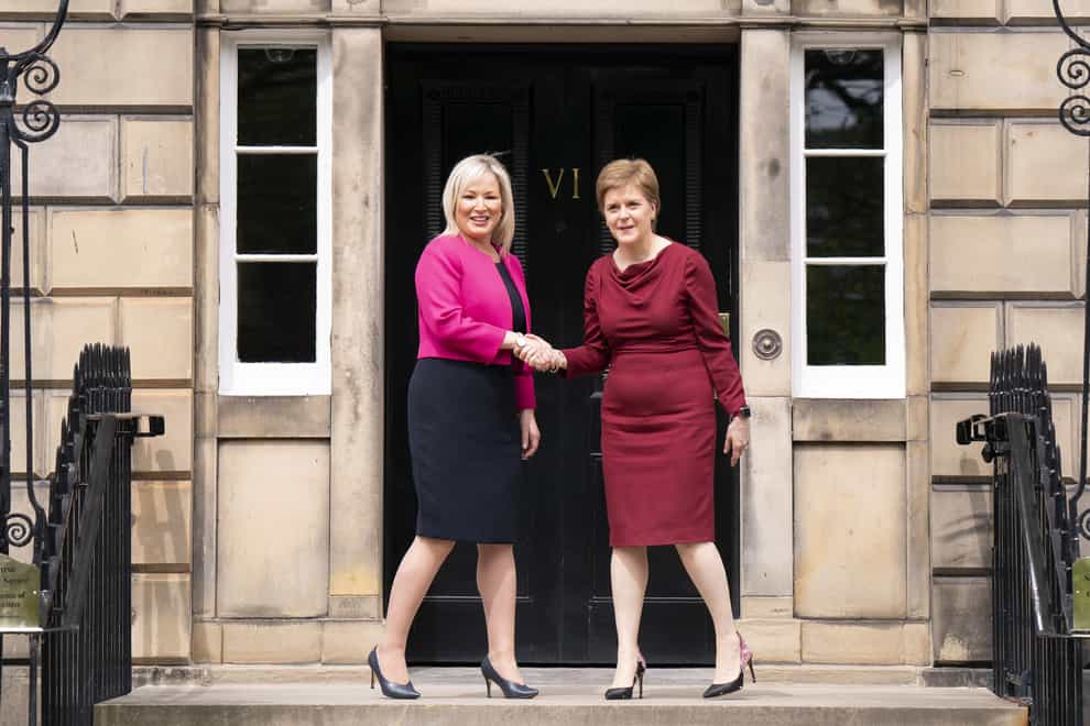 First Minister Nicola Sturgeon, right, met Sinn Fein vice-president Michelle O’Neill at Bute House in Edinburgh (Jane Barlow/PA)