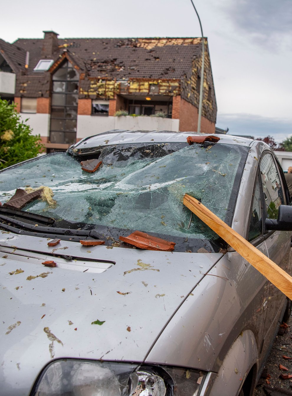 Cars were damaged by a tornado in Paderborn, Germany (Lino Mirgeler/dpa via AP)
