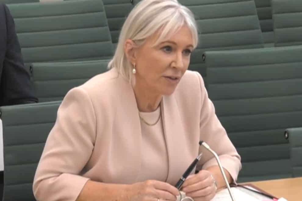 Culture Secretary Nadine Dorries giving evidence to the Digital, Culture, Media and Sport Committee at the House of Commons, London, on the subject of The work of the Department for Digital, Culture, Media and Sport (House of Commons/PA)