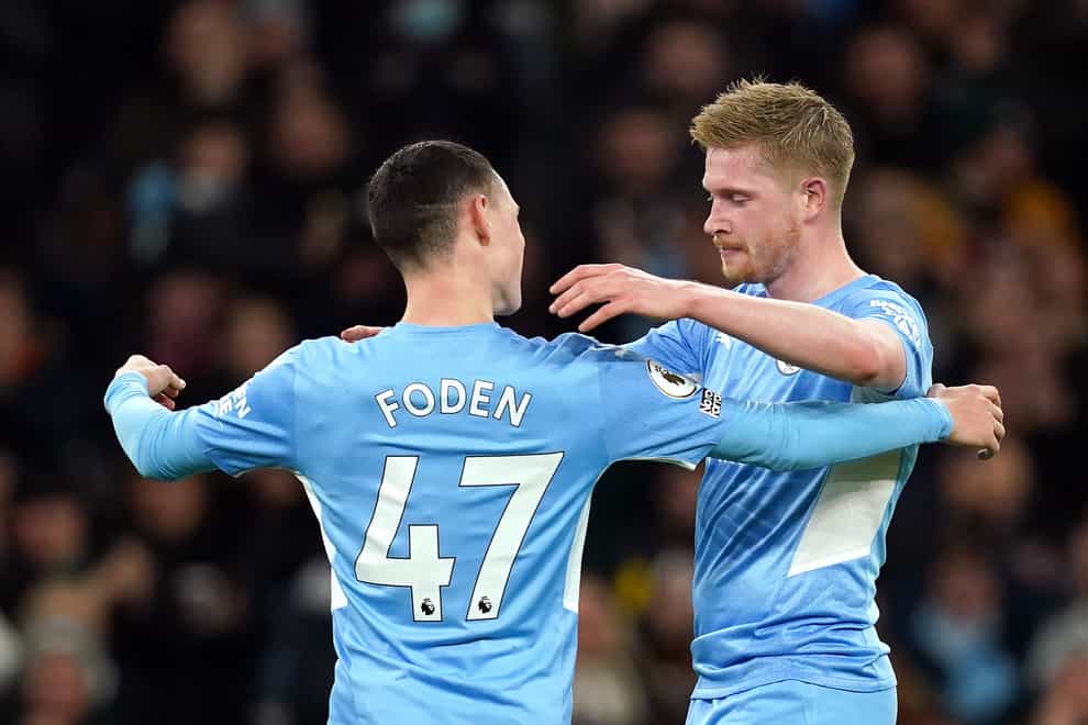 Manchester City’s Kevin De Bruyne, right, and Phil Foden have scooped the Premier League’s player of the year awards (Martin Rickett/PA)