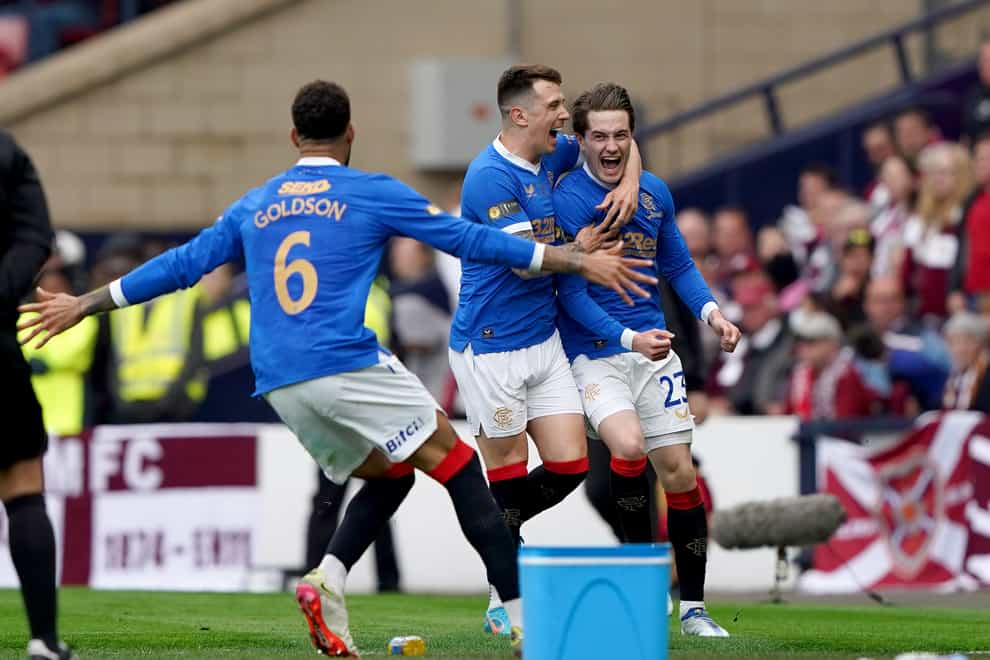 Ryan Jack (centre) was on target for Rangers (Andrew Milligan/PA)