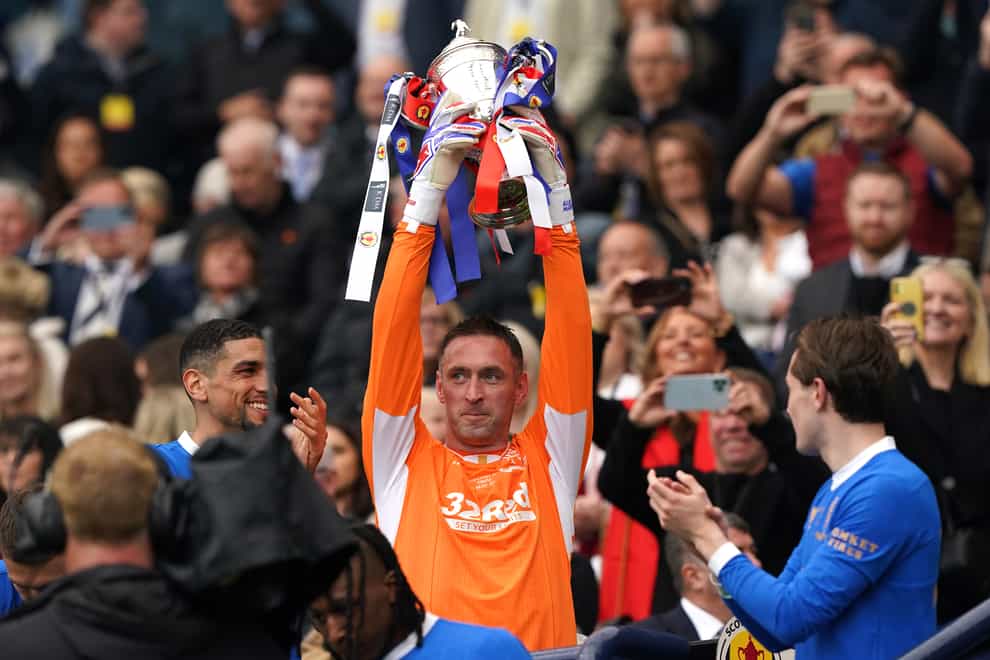 Rangers goalkeeper Allan McGregor lifts the Scottish Cup (Andrew Milligan/PA)