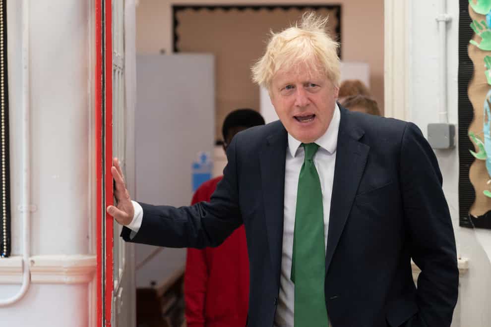 Prime Minister Boris Johnson during a visit to St Mary Cray Primary Academy in Orpington (Stefan Rousseau/PA)