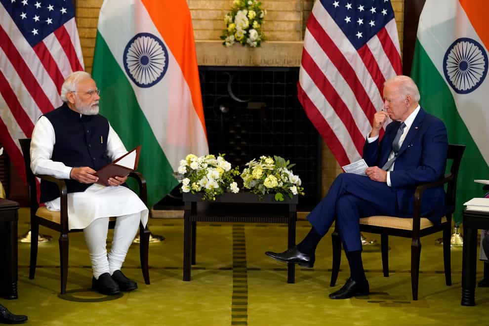 President Joe Biden meets Indian Prime Minister Narendra Modi during the Quad leaders summit at Kantei Palace (Evan Vucci/AP)