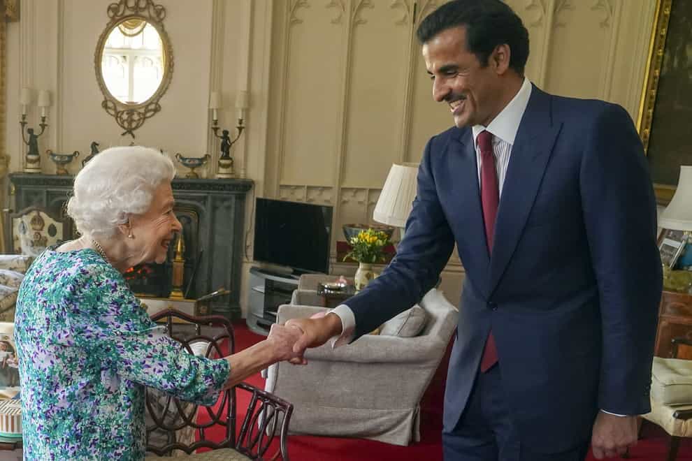 The Queen meets with the Emir of Qatar, Sheikh Tamim bin Hamad Al Thani at Windsor Castle (Steve Parsons/PA)