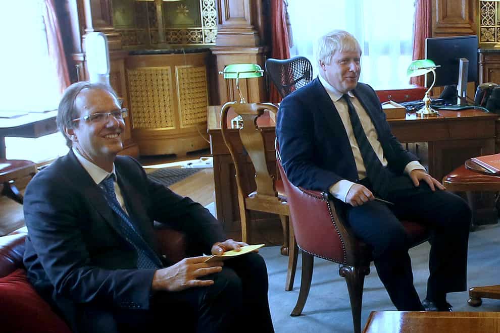 Prime Minister Boris Johnson with his then-principal private secretary Martin Reynolds (Kirsty Wigglesworth/PA)