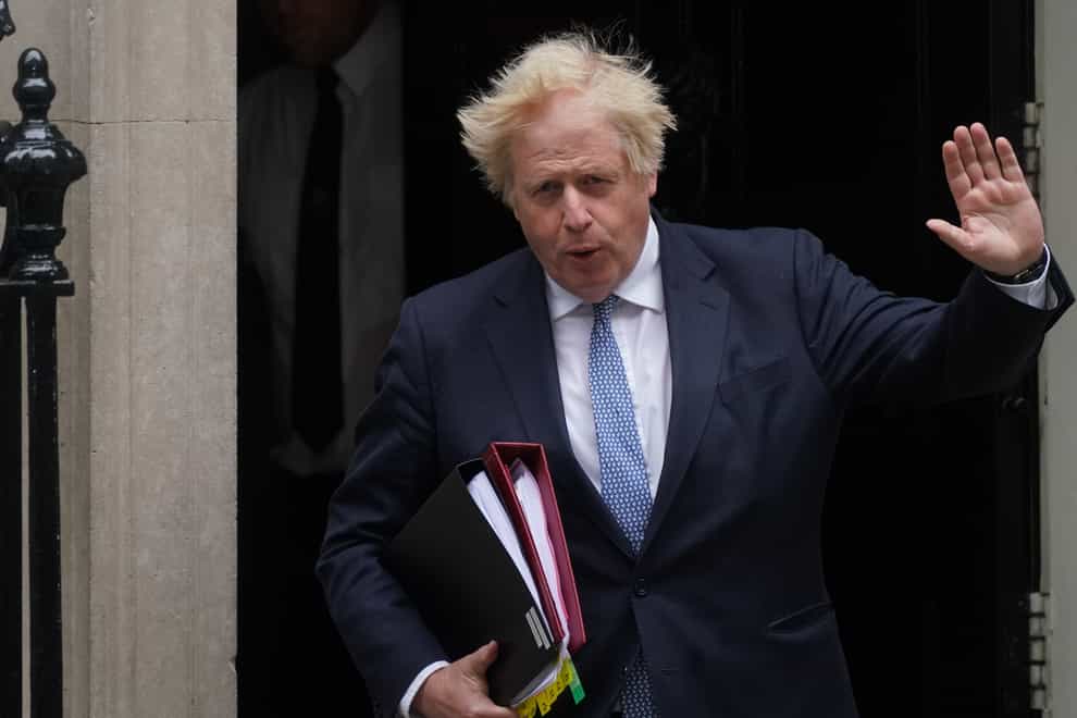 Prime Minister Boris Johnson departs 10 Downing Street, Westminster, London, to attend Prime Minister’s Questions at the Houses of Parliament. Picture date: Wednesday May 25, 2022.