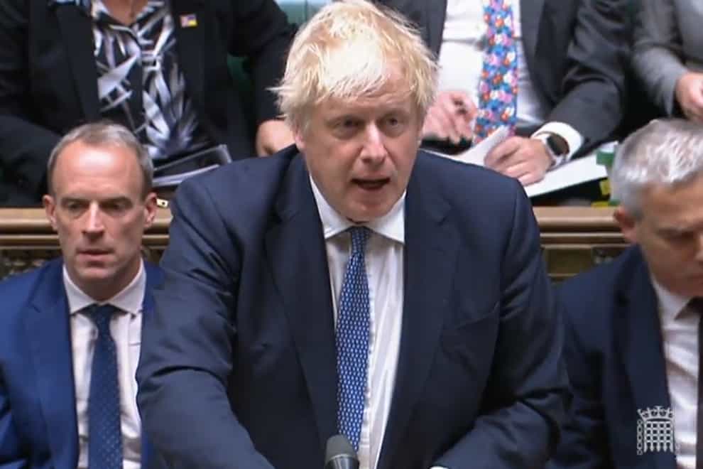 Boris Johnson delivers a Commons statement on Sue Gray’s final report (House of Commons/PA)