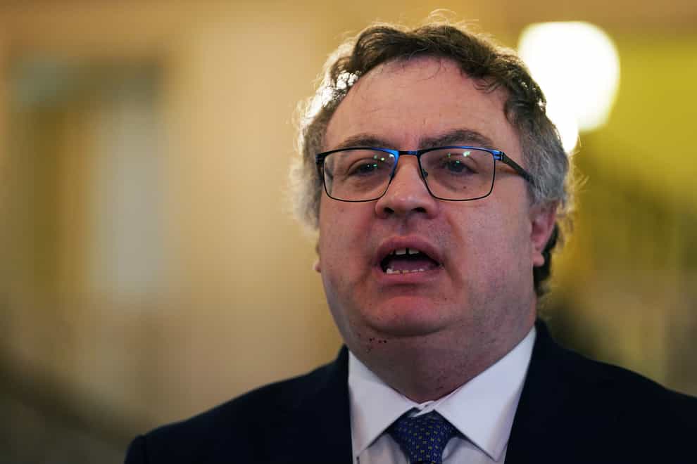 Alliance deputy leader Stephen Farry speaking to the media in the great hall following his meeting with Congressman Richard Neal at Parliament Buildings, Stormont, Belfast (Brian Lawless/PA)
