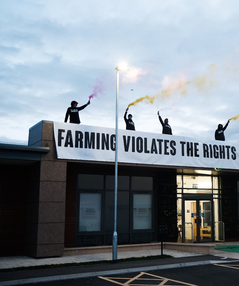 The protest at Darlington Farmers Auction Mart (Animal Justice Project/PA)