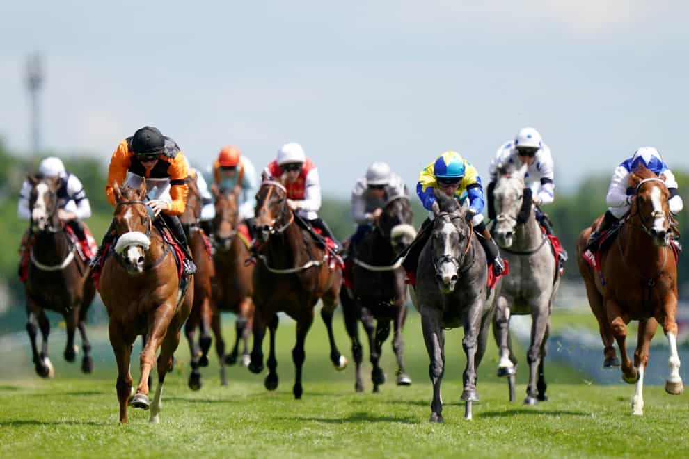 Raasel (left) and James Doyle winning the Achilles Stakes at Haydock