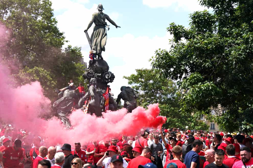 Liverpool fans in Place de la Nation (Jacob King/PA)