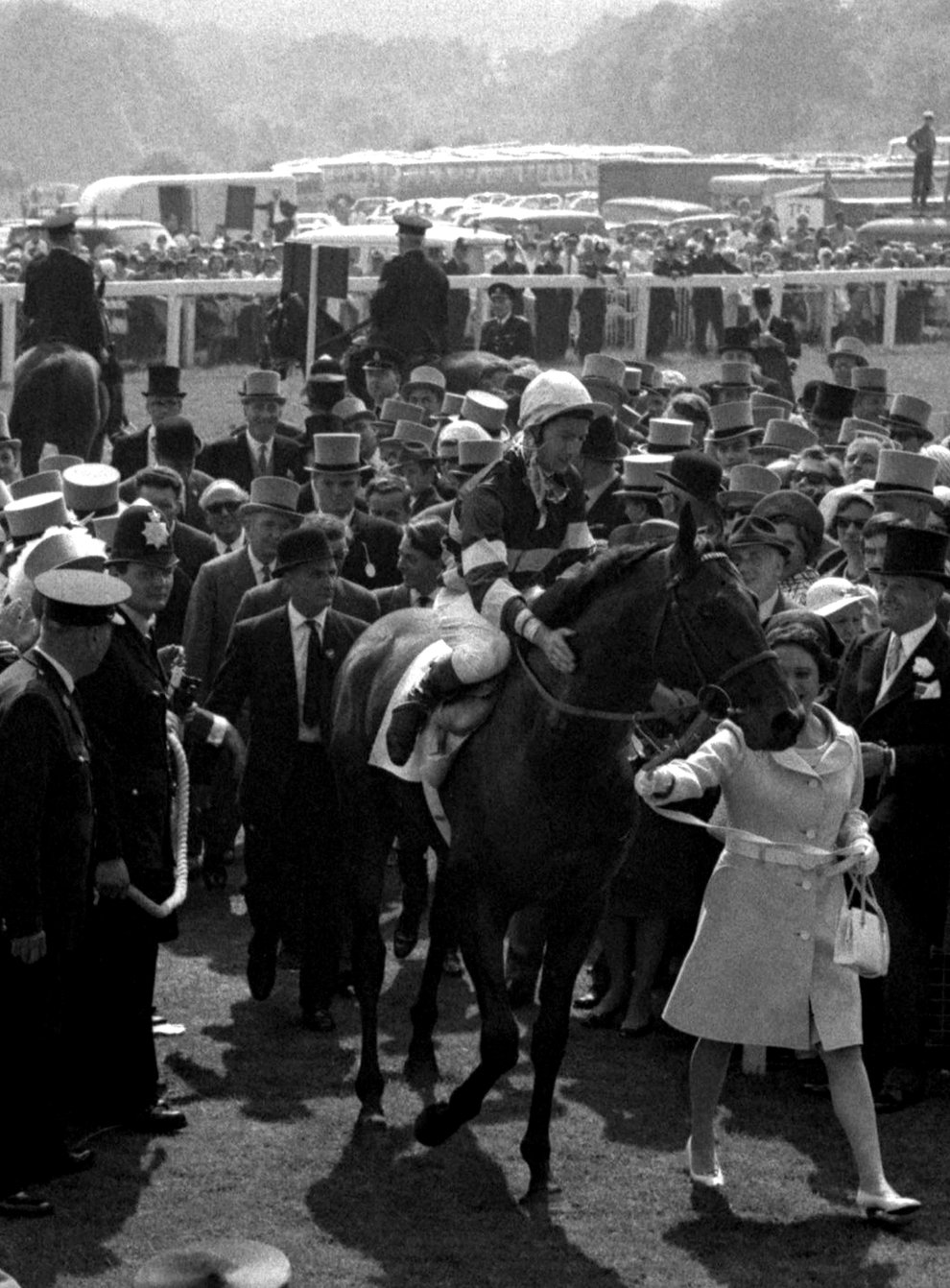 Sir Ivor are Lester Piggott are led in after winning the 1968 Derby (PA)
