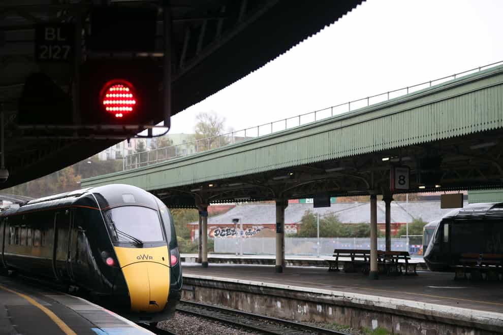 A train waits on a platform at Bristol Temple Meads station in Bristol (Andrew Matthews/PA)