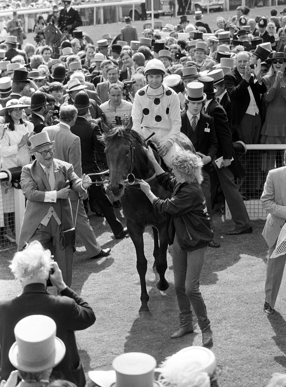 Reference Point and Steve Cauthen after their 1987 Derby success (PA)