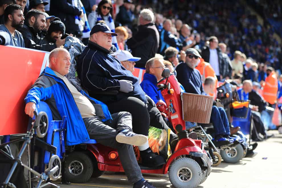 Disabled fans during a Premier League match at Leicester’s King Power Stadium (Mike Egerton/PA)