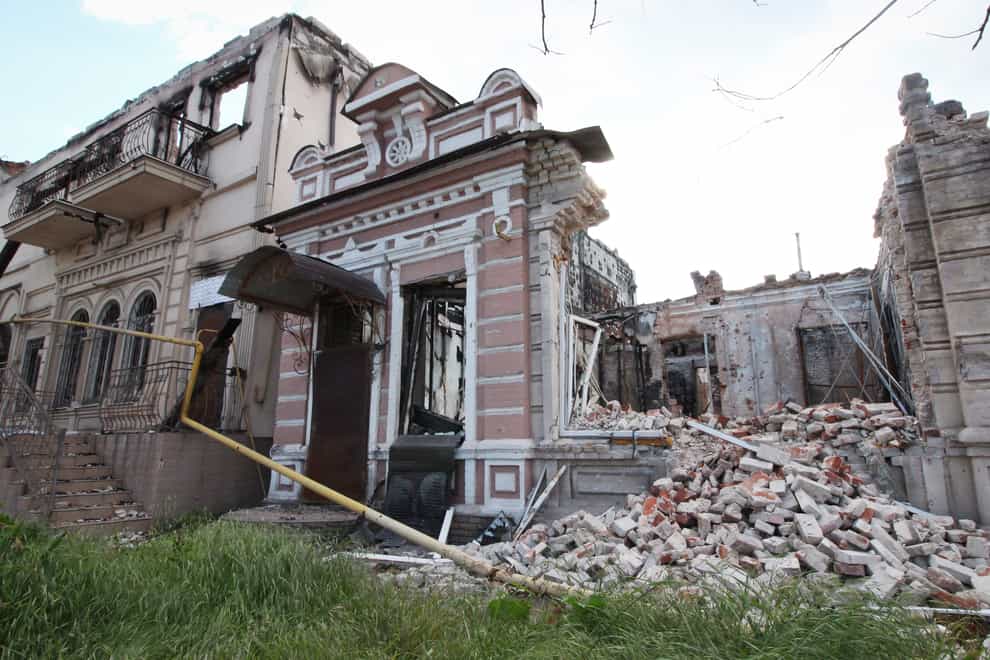 A view of a building destroyed during fighting in Mariupol (AP)