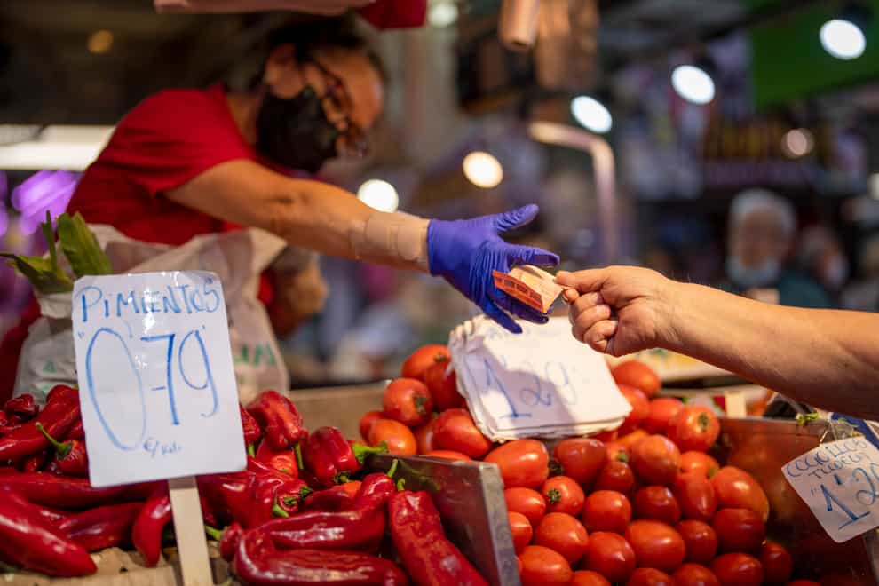 The latest data from Eurostat showed that annual inflation in May surpassed the previous record of 7.4% reached in the previous two months (Manu Fernandez/File/AP)