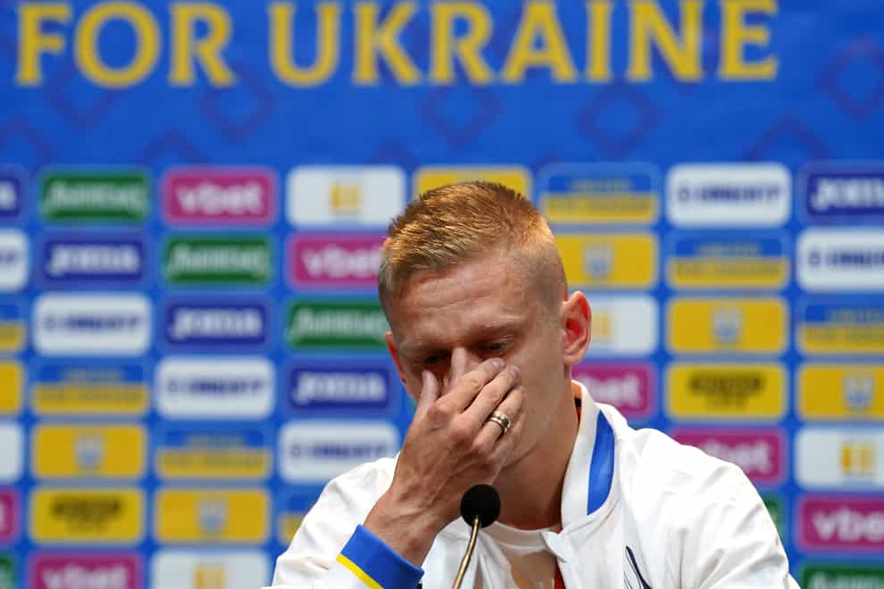 Ukraine’s Oleksandr Zinchenko showed his emotions at Hampden (Andrew Milligan/PA)