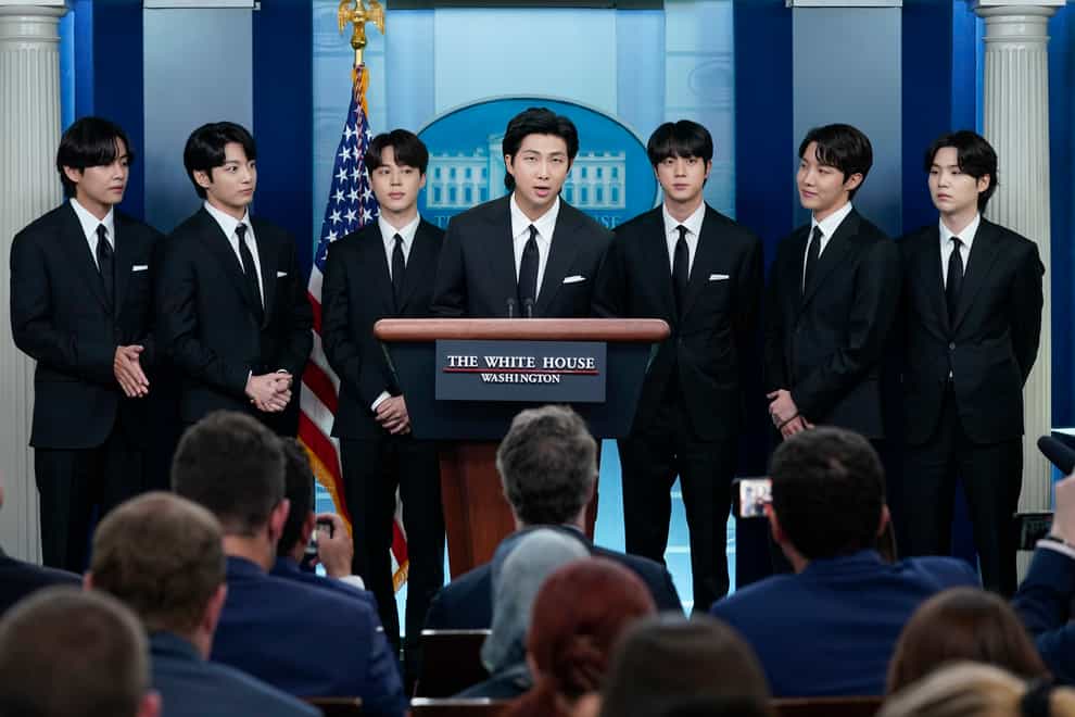 BTS deliver opening remarks on Asian hate crime at White House briefing (Evan Vucci/AP)