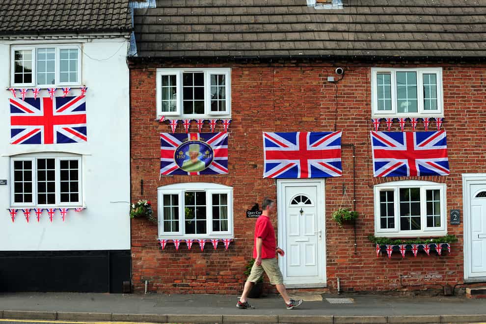 A house in Kegworth, Leicestershire hangs out Union Jack flags in preparation for the Diamond Jubilee celebrations.
