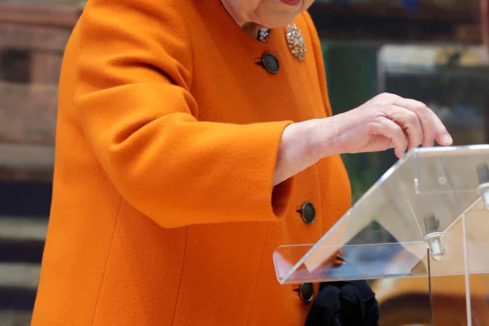 Handout photo issued by Buckingham Palace of Queen Elizabeth II publishing her first Instagram post during a visit to the Science Museum for the announcement of their summer exhibition “Top Secret” in Kensington, London.