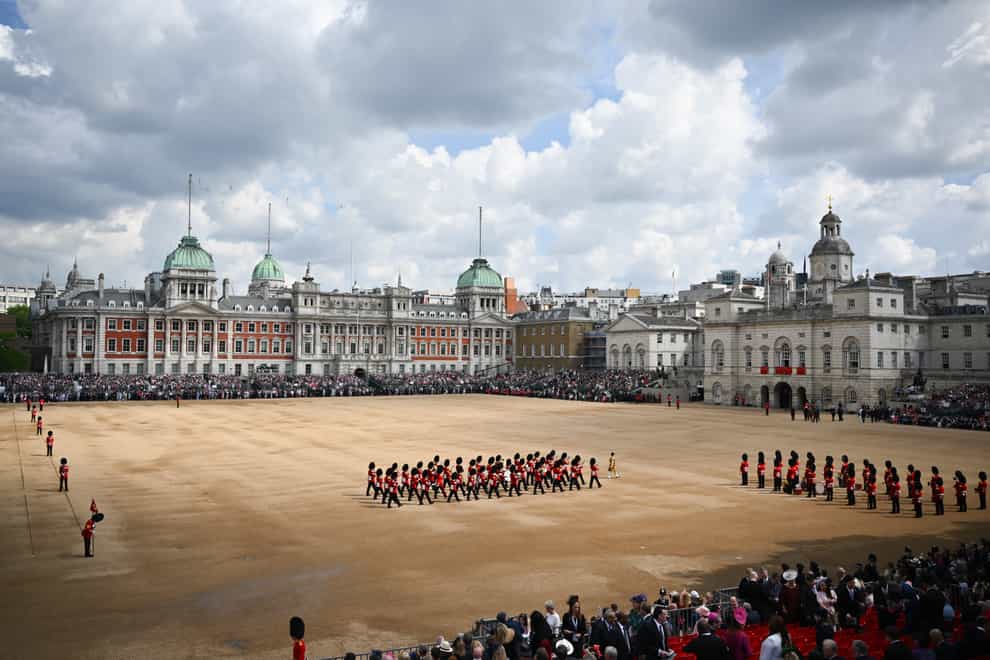 The Queen’s guards march during the Trooping the Colour ceremony (Jeff J Mitchell/PA)