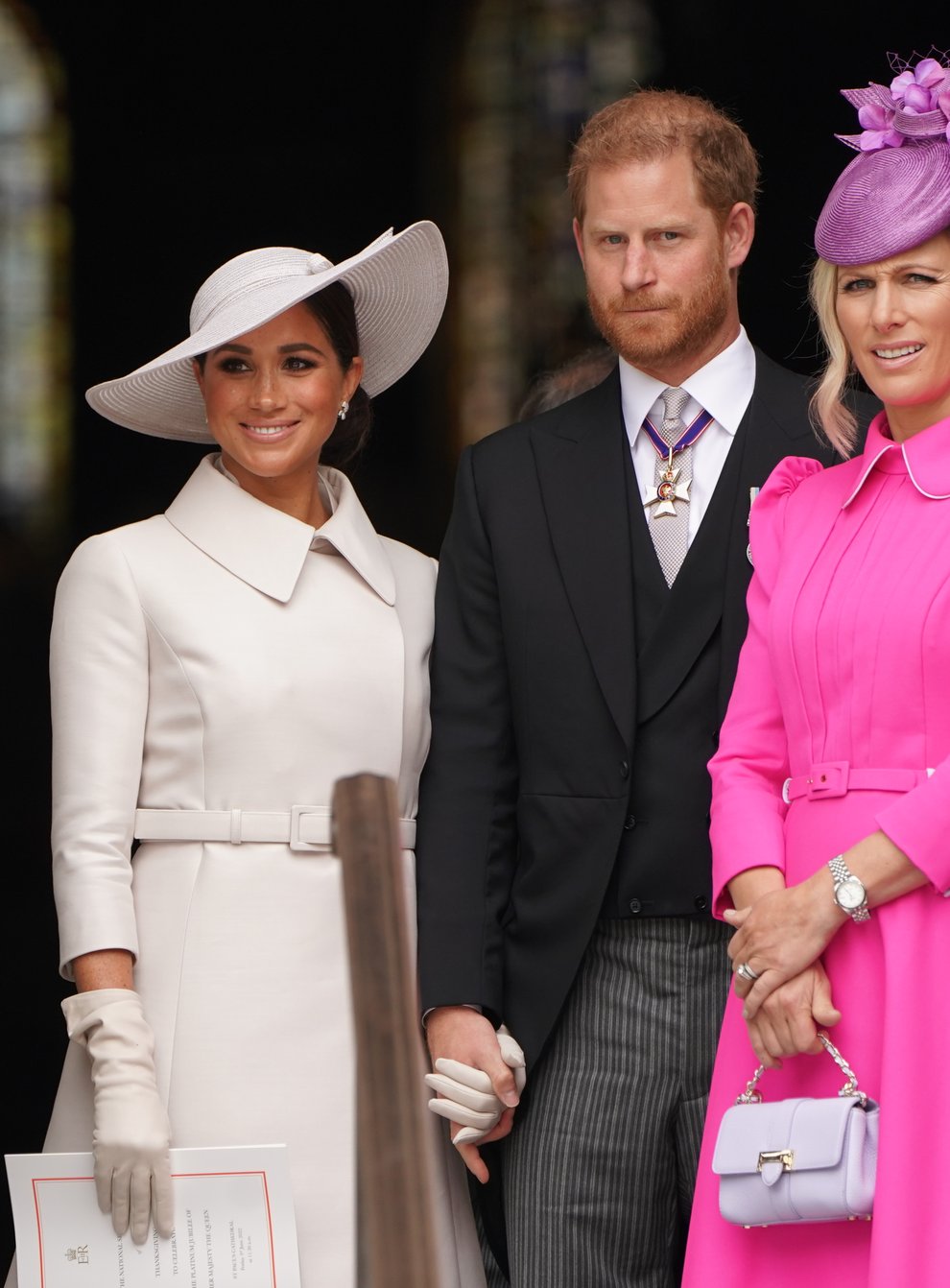 Peter Phillips, the Duchess of Sussex, the Duke of Sussex and Zara Tindall after the service (PA)