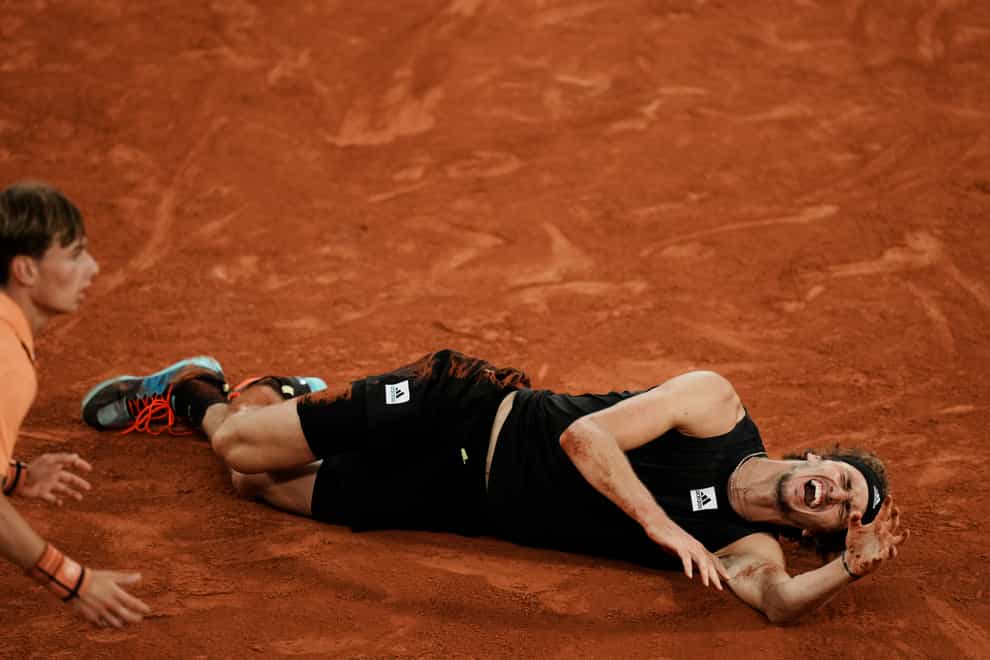 Alexander Zverev had to retire injured (Thibault Camu/AP)