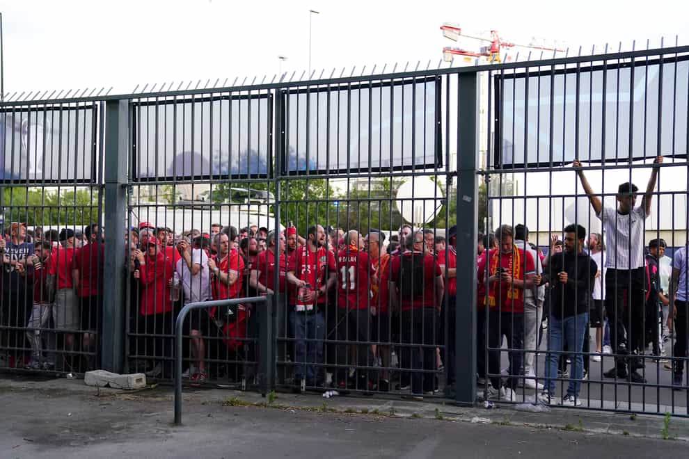 Liverpool fans were stuck outside the Stade de France causing the Champions League final to be delayed (Adam Davy/PA)
