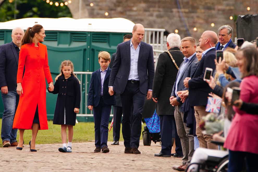 The Duke and Duchess of Cambridge, Prince George and Princess Charlotte during their visit to Cardiff Castle (Ben Birchall/PA)
