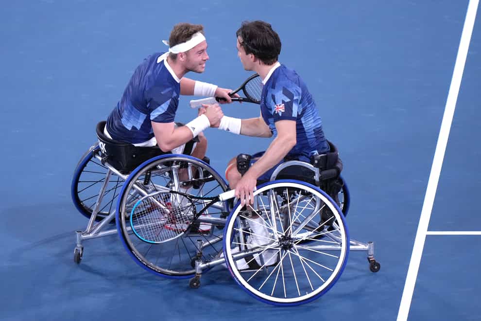 Great Britain’s Gordon Reid, right, and Alfie Hewett won the French Open doubles again (Tim Goode/PA)