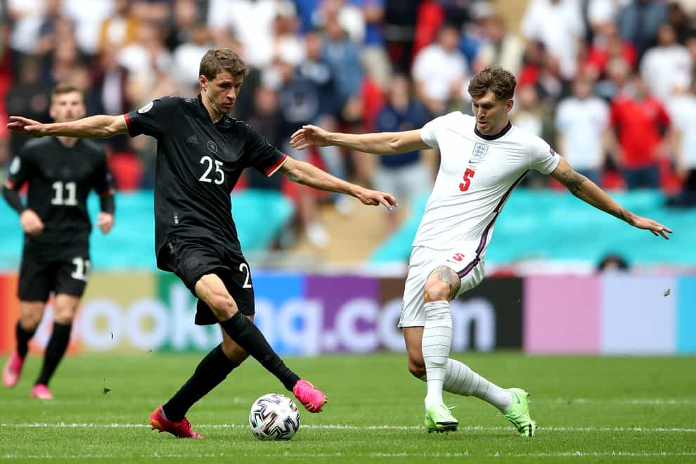 John Stones, right, in action against Germany (Nick Potts/PA)