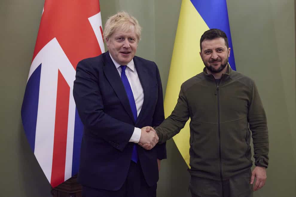 Boris Johnson with Volodymyr Zelensky in Kyiv in April (Ukrainian Presidential Press Office/PA)