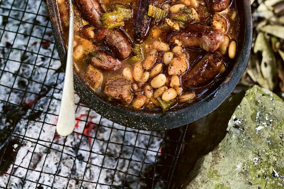 Campfire pork and beans from Outside by Gill Meller (Andrew Montgomery/PA)