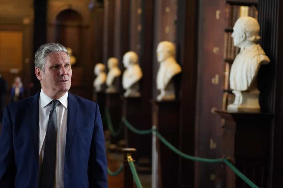 Labour leader Sir Keir Starmer in the Long Room in Trinity College Dublin (Stefan Rousseau/PA)