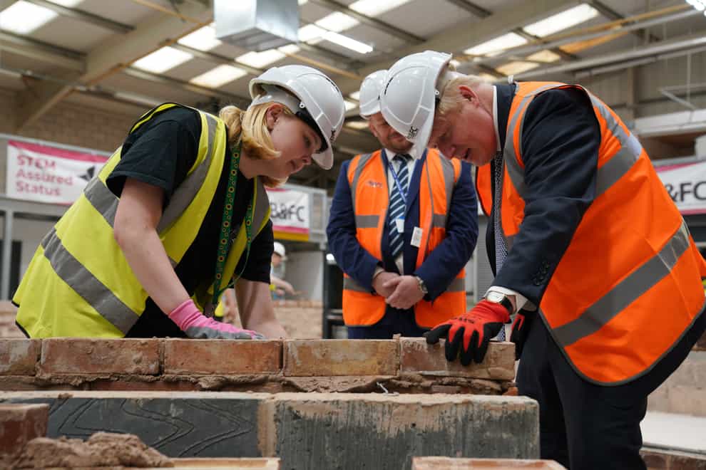 Prime Minister Boris Johnson met students at Blackpool and The Fylde College (Peter Byrne/PA)