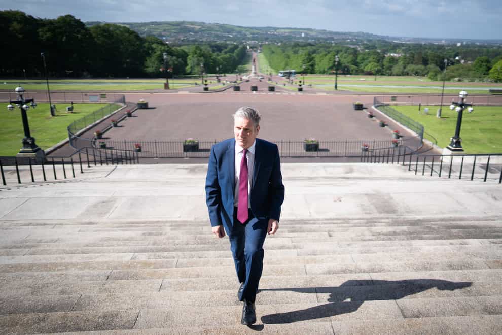 Labour leader Sir Keir Starmer arrives at Stormont Parliament Buildings in Belfast to hold meeting with leaders of political parties during the final day of his three day visit to Dublin and Belfast. Picture date: Friday June 10, 2022.