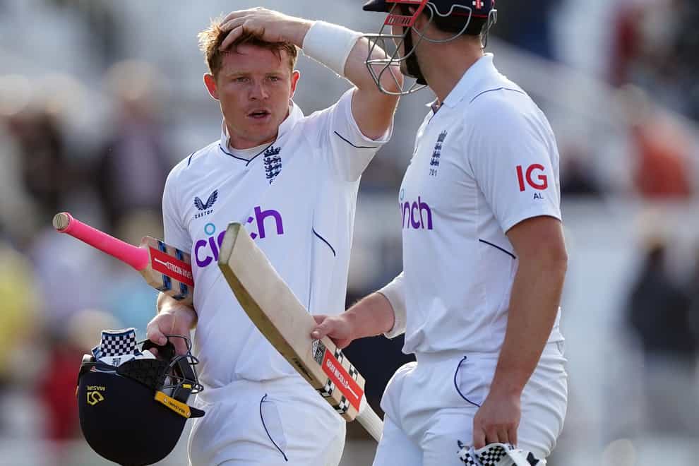 Ollie Pope and Alex Lees guided England to 90 for one (Mike Egerton/PA).