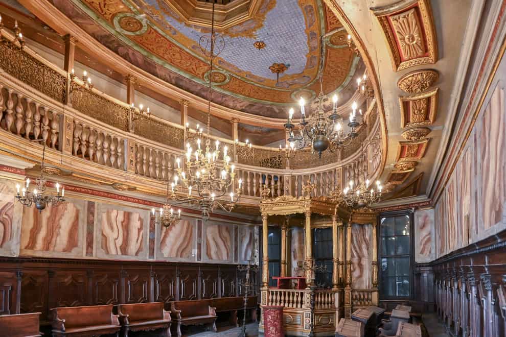 The interior of the 1528 Great German Schola Synagogue in Venice (Chris Warde-Jones/AP)