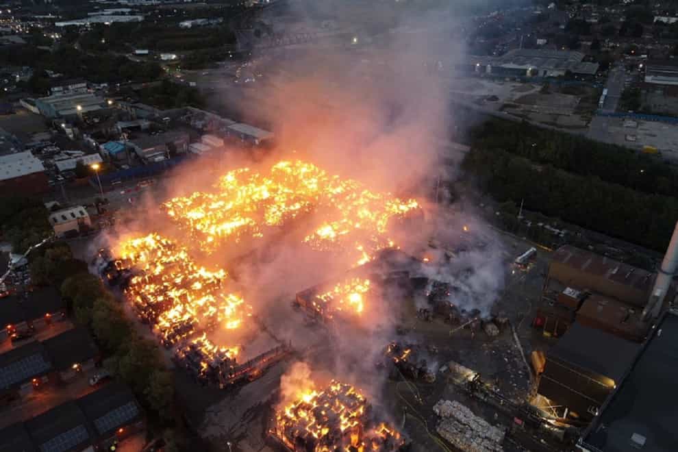 Recycling plant fire (West Midlands Fire and Rescue/PA)