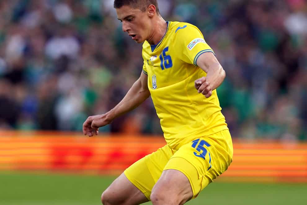 Ukraine’s Vitaliy Mykolenko is ready to go against against the Republic of Ireland on Tuesday evening (Brian Lawless/PA)