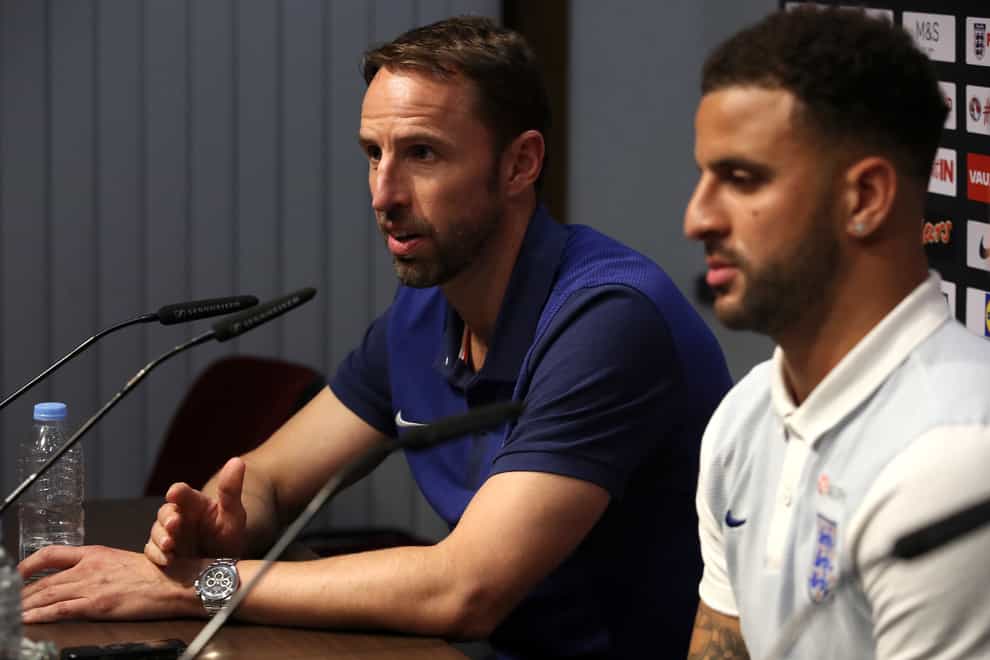 England manager Gareth Southgate and Kyle Walker (Nick Potts/PA)