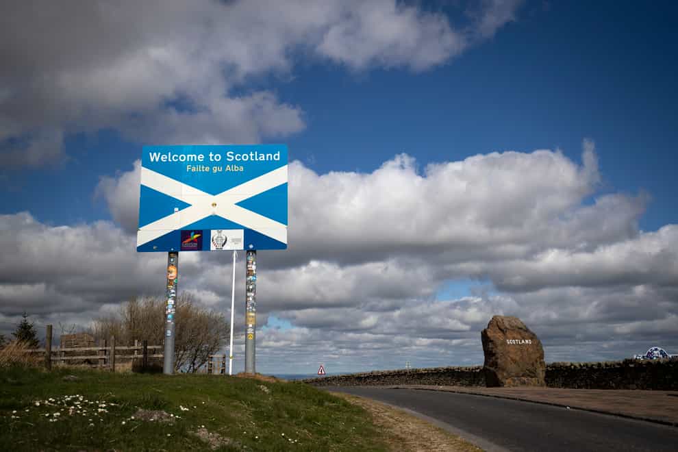 The Scotland-England border on the A68 near Jedburgh in the Scottish Borders (PA)